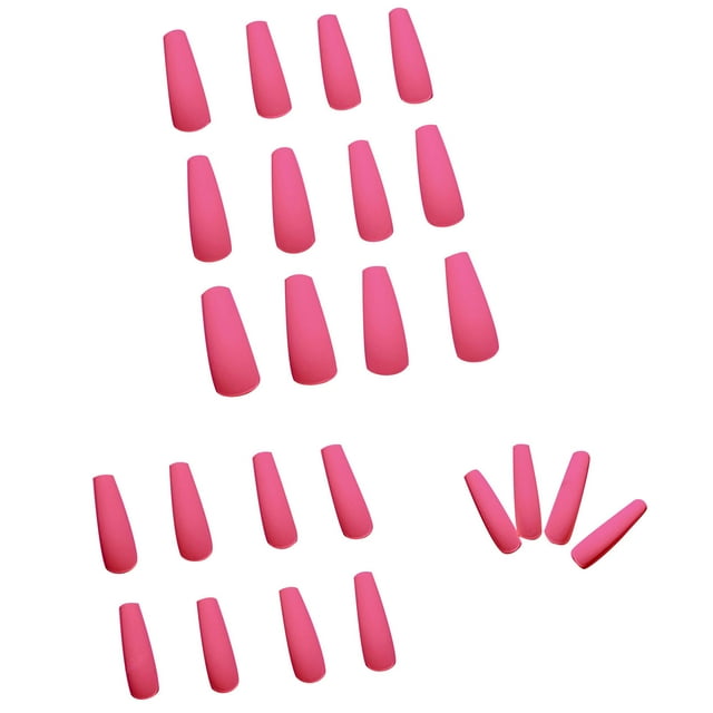 DPTALR 24 Pcs Couleur Vive Couleur Unie Manucure Ballet Longue Style Feuille d'Ongles Réutilisable