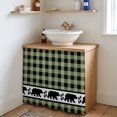 thumbnail image 4 of Sage Green Black Cabinet Curtains 35"W x 35"L, Farmhouse Vintage Bear Buffalo Plaid Sink Skirt for Bathroom Vanity Kitchen Self Adhesive, Dust-Proof Privacy Curtain for Shelves Closet Laundry Pantry, 4 of 9