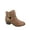 Tan, variant on Women's Round Toe Buckles Zipper Low Heel Ankle Booties