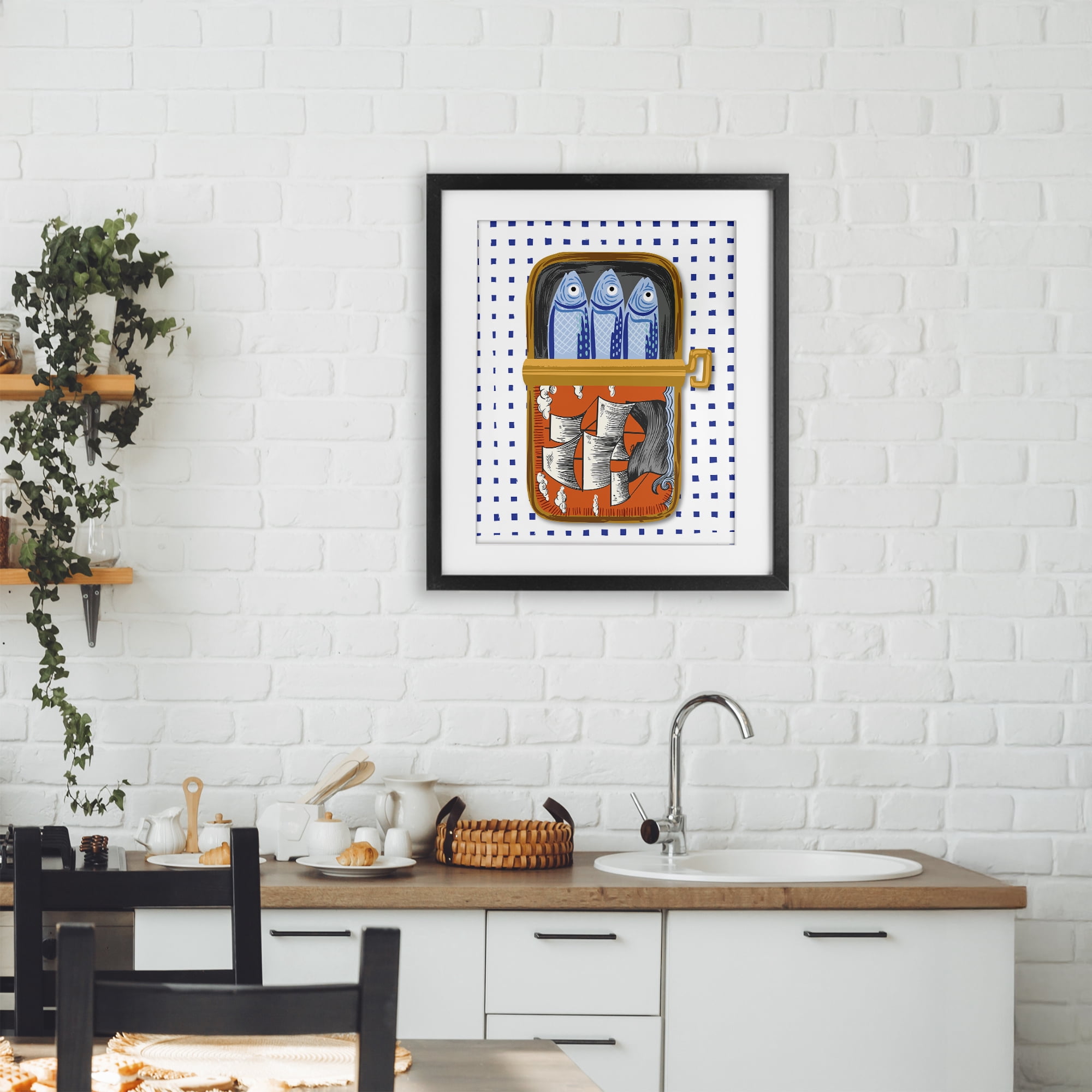 Stupell Industries Retro Nautical Sardines Tin Black Framed Print Under Glass, design by Arrolynn Weiderhold