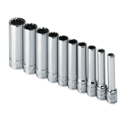 12 Point Sae Socket - SOCKET SET 1/4IN. DRIVE 10PC SAE DEEP 12 POINT