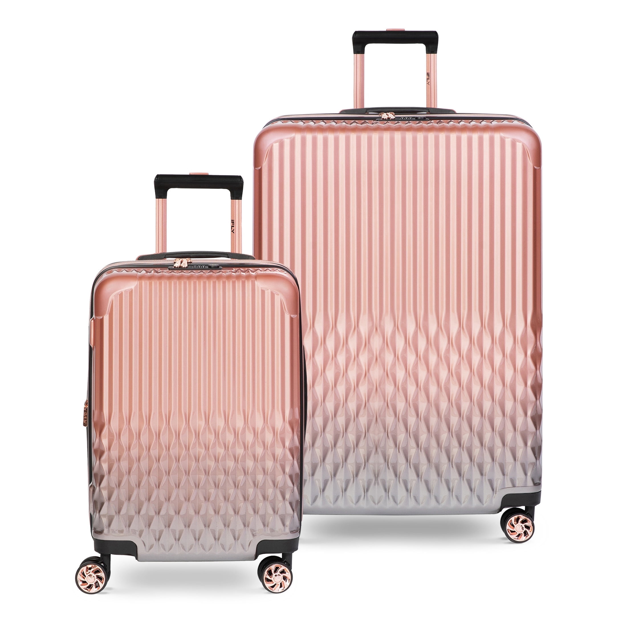 iFLY Elite 2-Piece Expandable Hardside Spinner Luggage Set, with TSA Lock, 20" Carry-on and 28" Checked Luggage, Rose Gold
