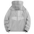 thumbnail image 4 of Zivyakyro Rain Windbreaker Jackets for Men Lightweight Long Sleeve Zip up Performance Loose Jacket Sun Protection Hooded Gray M, 4 of 9