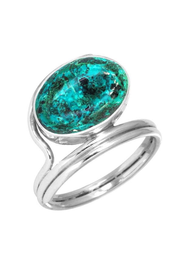 Natural Shattuckite Ring 925 Sterling Silver Handmade Jewelry