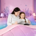 thumbnail image 4 of meiyoeat Pastel Star Pattern King Size Comforter Sets,Dreamy Print Comforters King Size For Girl,Reversible,3 Pieces,1 Comforter And 2 Pillowcases, 4 of 7