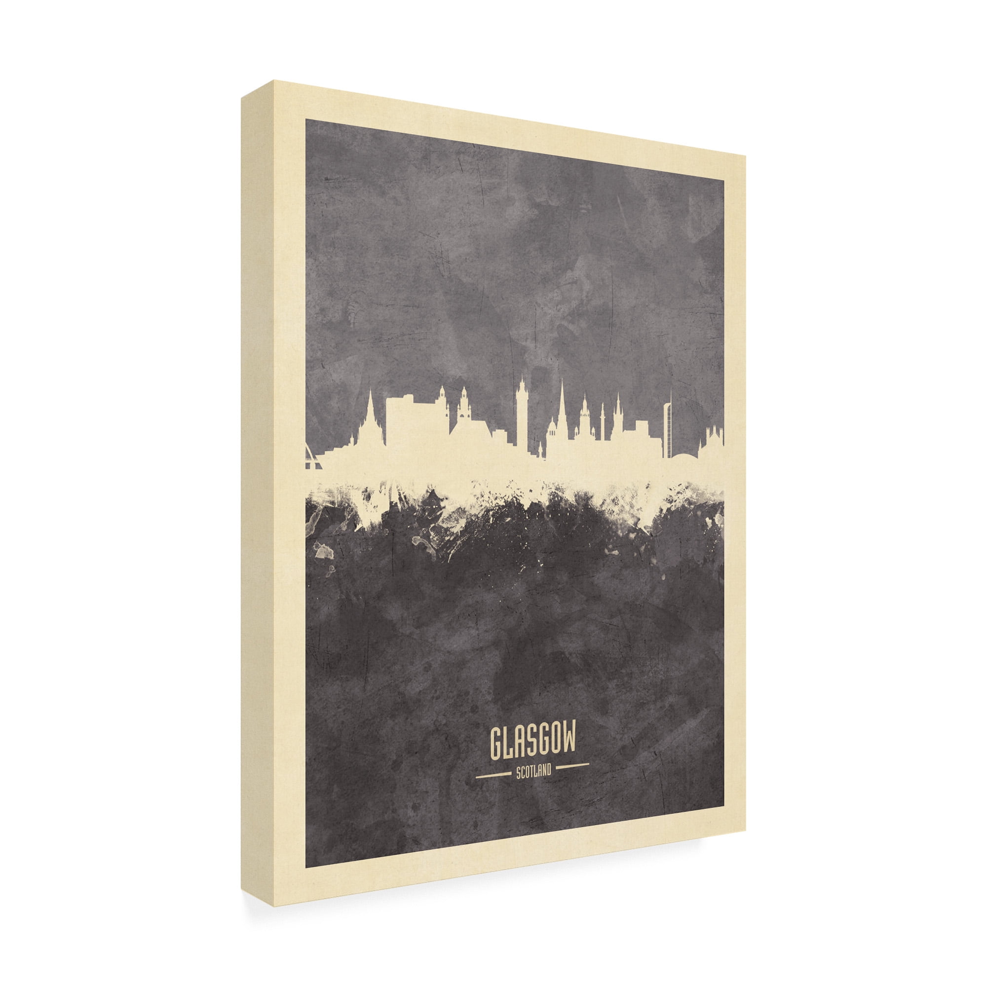 Trademark Fine Art 'Glasgow Scotland Skyline Gray' Canvas Art by Michael Tompsett