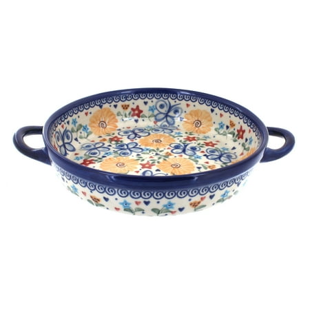 Polish Pottery Butterfly Small Round Baker with