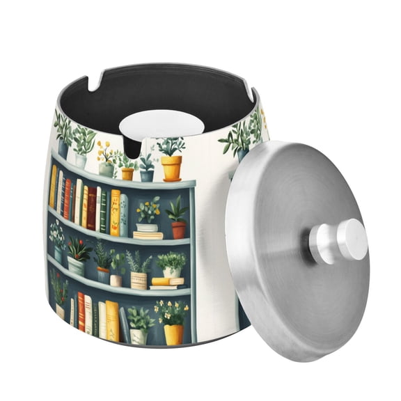 Yayeee Ashtray with Lid for Cigarette Smokeless Stainless Steel Home Ash Holder, White Shelf