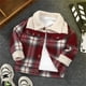 thumbnail image 5 of Gibobby Abrigos de invierno para bebés y niñasNiños pequeños niño bebé niños niñas camisa chaqueta a cuadros manga larga polar solapa botón abajo inviern(Rojo, 5-6 Años), 5 of 5