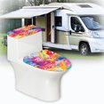 thumbnail image 6 of FORUDESIGNS Color Splash Print Toilet Lid Cover and Toilet Tank Lid Cover 2 Pack Replacement Toilet Protector Covers with Elastic Bottom for Bathroom Decoration Accessories, 6 of 8