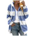 thumbnail image 3 of TQWQT Fleece Coats for Women  Faux Fur Jacket Coat Fuzzy Fleece Jacket Plus Size Zip Up Drawstring Sweatshirt Oversized Light Blue S, 3 of 6