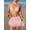 Pink 2, variant on Women Solid Halter Neck Triangle Spaghetti Strap Bikini 3-Piece Set For Summer Beach