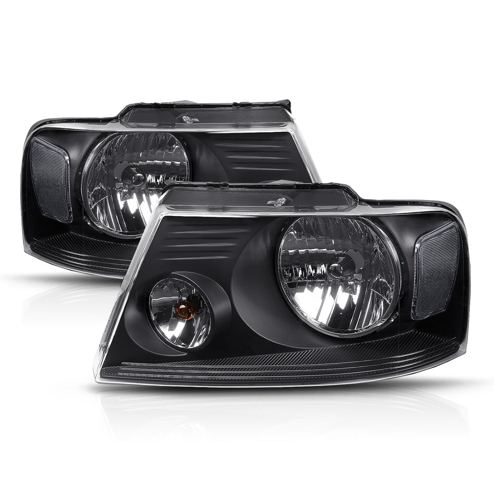 Black Housing Clear Corner Headlights Lamps for 04-08 Ford F150 Lincoln Mark LT