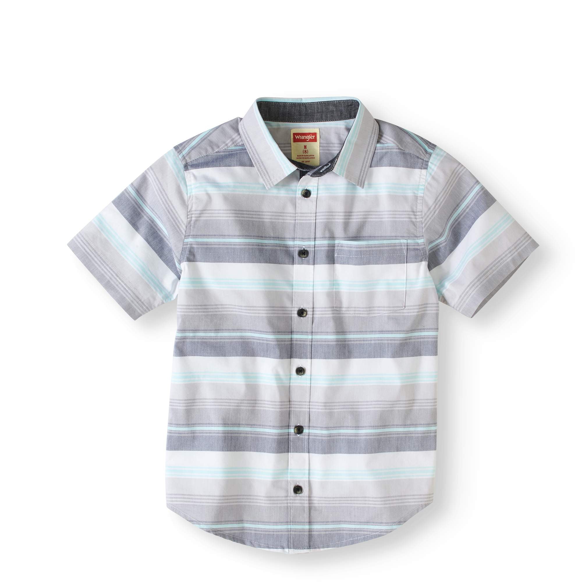 Boys' Short Sleeve Plaid Button Up Top