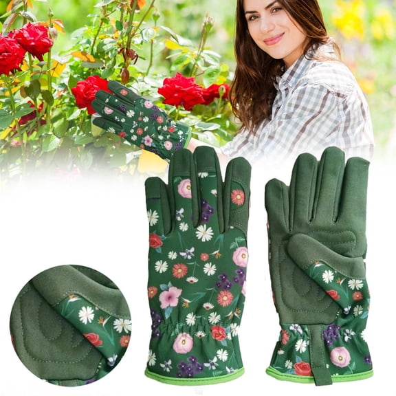 olkpmnmk Garden Gloves for Women, Garden Gloves, Ladies Breathable Leather Garden Yard Gloves, Breathable Wear Resistant Thorn Proof Work Gloves for Weeding, Digging, Planting, Pruning, Gardener Gift