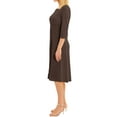 thumbnail image 5 of Nlife Women 3/4 Sleeve Round Neck Swing Midi Dress, 5 of 10