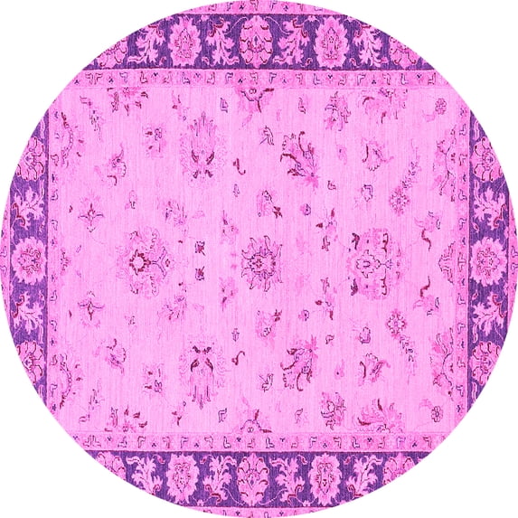 Ahgly Company Indoor Round Oriental Pink Traditional Area Rugs, 4' Round