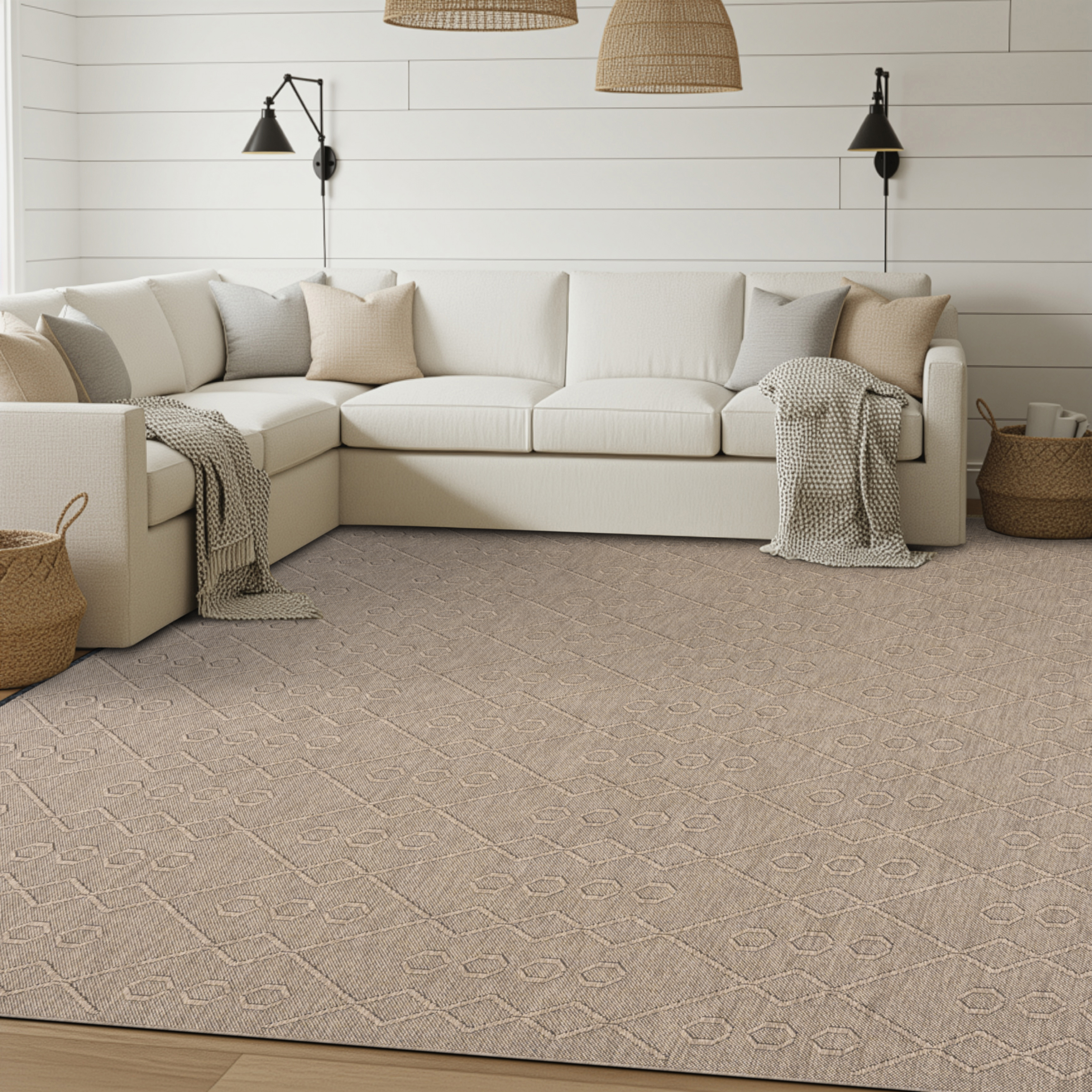 Alma Transitional 2' x 3' Brown and Coffee, Machine Washable Polyester & Cotton Indoor Area Rug