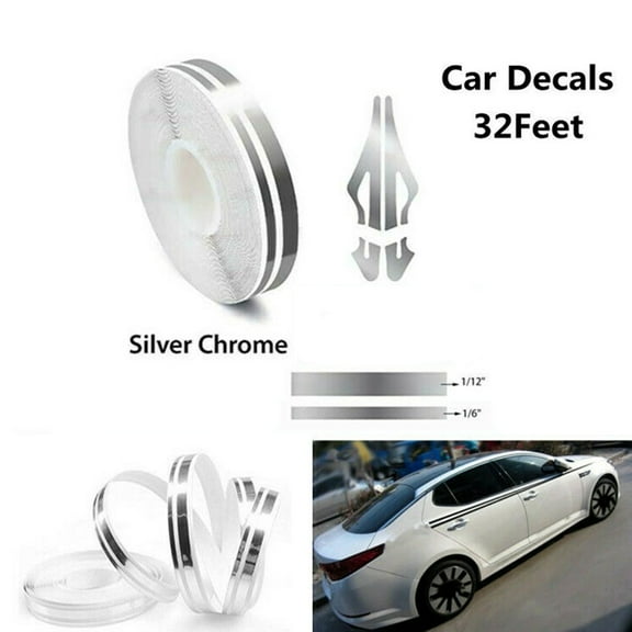 2X Silver Stripe Pin Stripe Tape Decal Vinyl Car Stickers Streamline Double Line