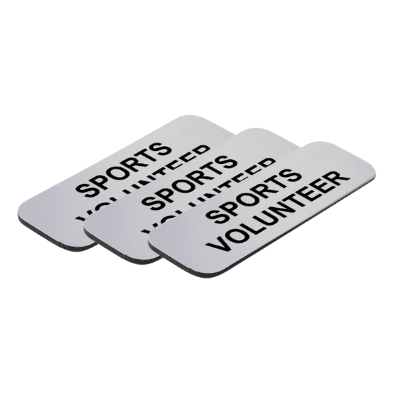 Sports volunteer 1 x 3" Name Tag/Badge, Silver, (3 Pack)