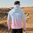 thumbnail image 6 of Men's Long Sleeve Sun Shirt with Hood and Mask, Ombre Color Block Design UPF 50+ Rash Guard, Lightweight Athletic Top Light pink S, 6 of 9