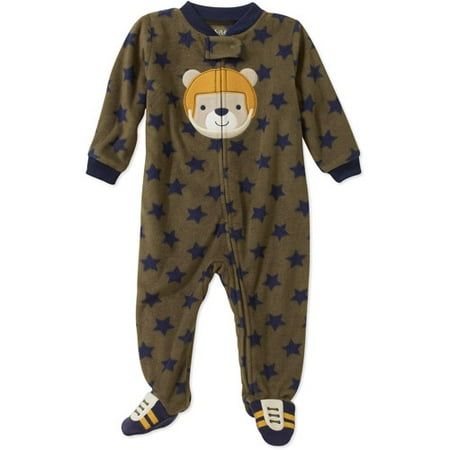 Bears Infant Sleeper - Carters Infant Boys Green Football Teddy Bear Fleece Pajama Sleeper