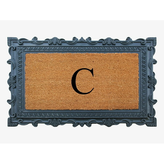 A1HC Natural Rubber & Coir 24x36 Monogrammed Doormat For Front Door, Anti-Shed Treated Durable Doormat for Outdoor Entrance, Heavy Duty, Low Profile, Easy to Clean, Long Lasting Front Porch Entry Rug