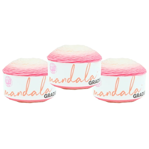 Lion Brand Yarn Mandala Gradient Light Pink Medium Acrylic, Nylon Yarn 3 Pack
