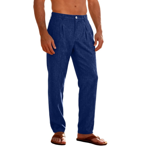 Wide Leg High Waisted Pants for Women Linen Drawstring Trousers, Casual Solid Color Long Pants with Pockets