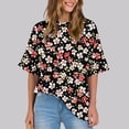 thumbnail image 1 of Mareep Hauts d'Été P-5TG Mode Décontractée pour Femmes, Chemise Ample à Manches Courtes Imprimée, Chemisier Court, Liquidation, Cadeau, 1 of 7