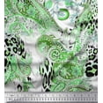 thumbnail image 1 of Soimoi Green Modal Satin Fabric Paisley & Leopard Animal Skin Fabric Prints By Yard 42 Inch Wide, 1 of 3