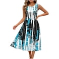 thumbnail image 2 of Zedker Floral 2026 Summer Dresses for Women Casual Sleeveless A-Line Pleated Midi Sun Dresses Casual Beach Flowy Tank Dresses with Pockets Blue Size S-XXL, 2 of 7