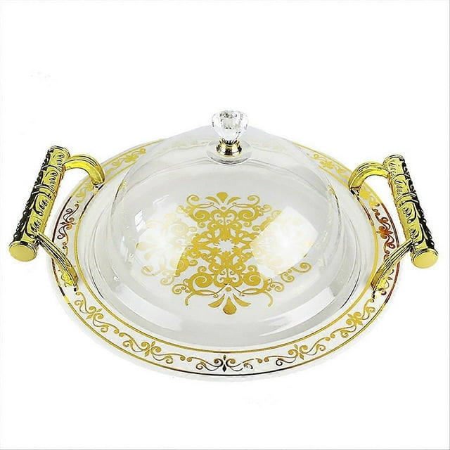 Fruit Dessert Tray with Handles Round Serving Tray for Countertop