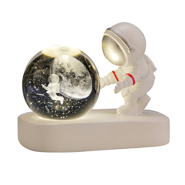 Lámpara de bola de cristal Lámpara de mesa de astronauta Lámpara de noche Regalo de cumpleaños para adolescentes y niños