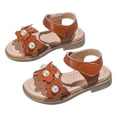 thumbnail image 6 of Gubotare Baby Sandals Girl Girls Sandals Summer Open Toe Flats Shoes Dress Sandals for Toddler Little Kid Big Kid Size 9.5 (Brown,9.5 Toddler), 6 of 6
