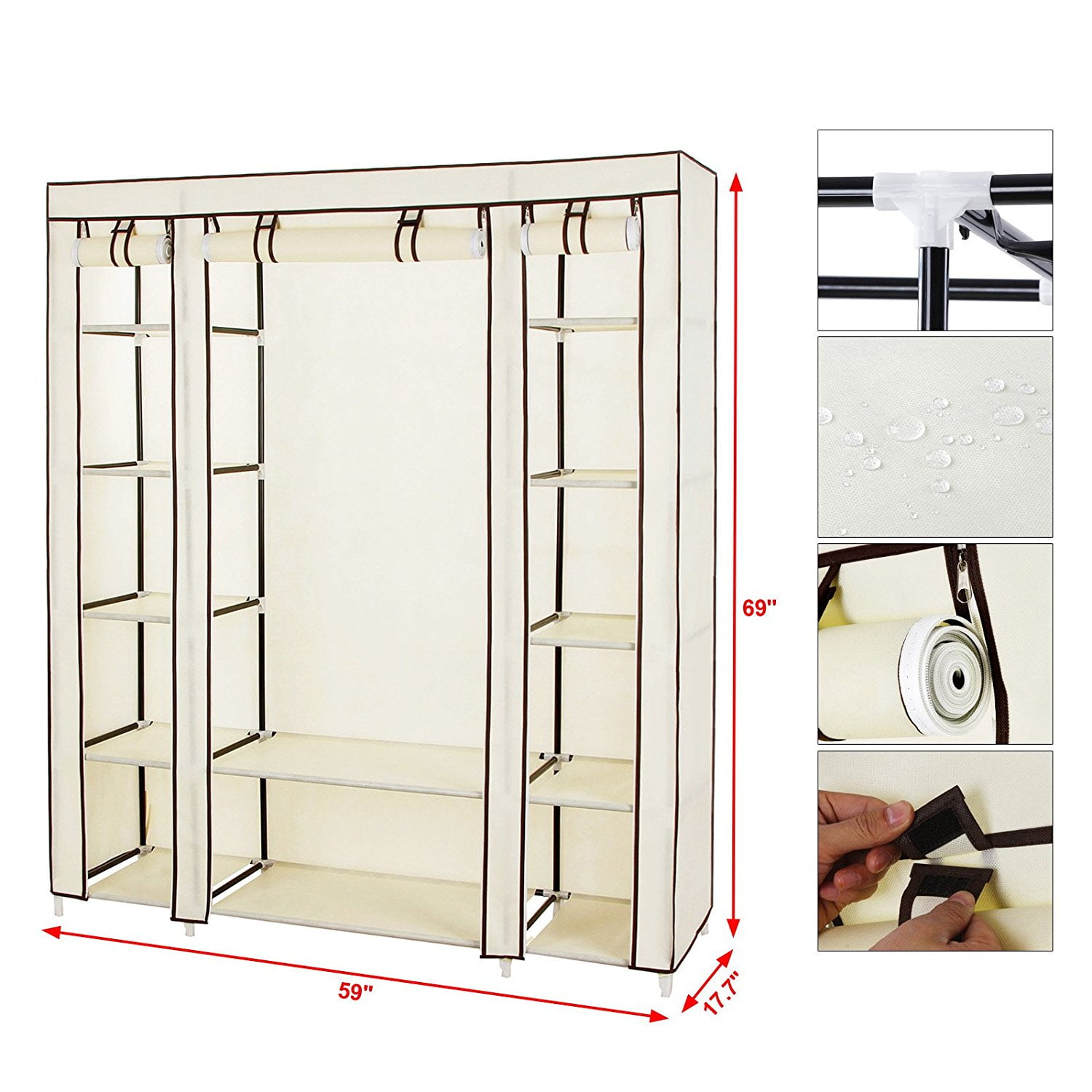 Songmics 59 Portable Clothes Closet Wardrobe Non Woven Fabric