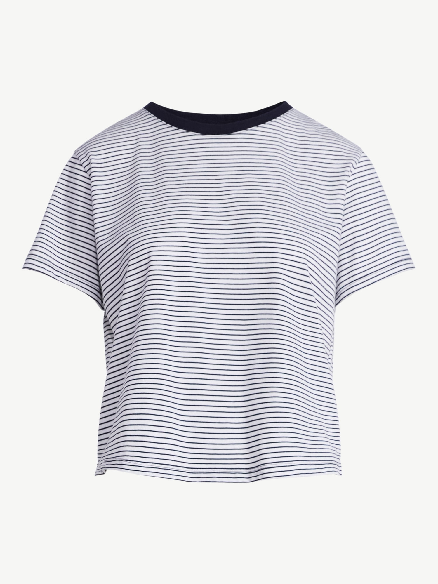 Free Assembly Women's and Women's Plus Cotton Cropped Boxy Tee with Short Sleeves, Sizes XS-4X