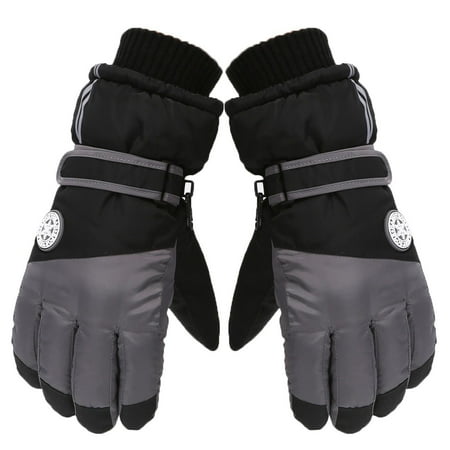 

Meresysid Toddler Girls Boys Snow Gloves Kids Ski Winter Gloves Windproof Children Warm Gloves Gray
