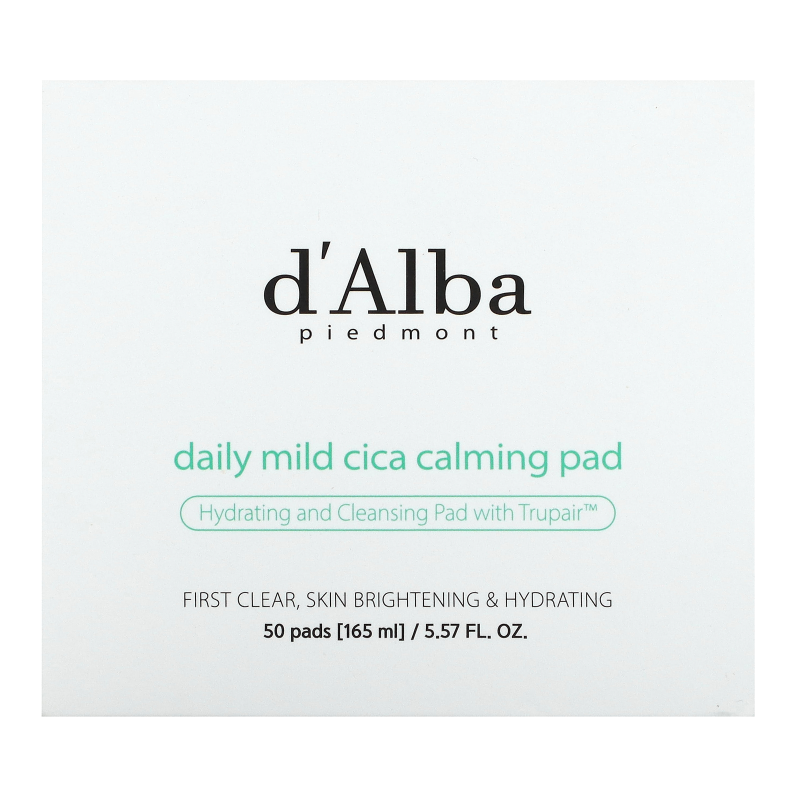 d'Alba Daily Mild Cica Calming Pad, 50 Pads, 5.57 fl oz (165 ml)