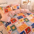 thumbnail image 2 of Set Tempat Tidur Oranye Anak Perempuan Laki-laki Seprai Linen Kotak-kotak Penutup Selimut 240X220 Single Ganda Ratu Raja Selimut Penutup Set Seprai, 2 of 5