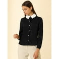 thumbnail image 2 of INSPIRE CHIC Women's Satin Contrast Double Turn Down Collar Basic Button up Shirt, 2 of 6