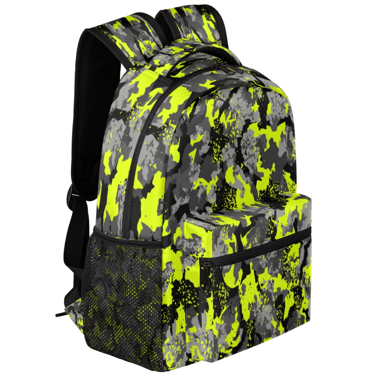 Fluorescent Camouflage Backpack Bookbag for Boys Girl, Laptop Big Book Bag Travel Hiking Camping Daypack Rucksack