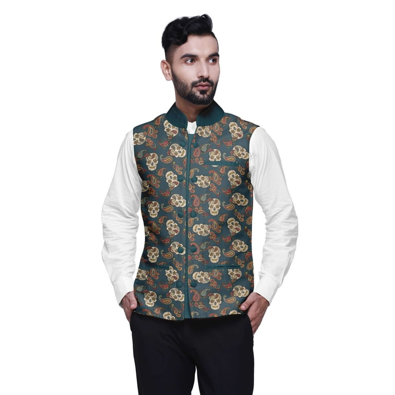 Printed nehru jacket for clearance mens
