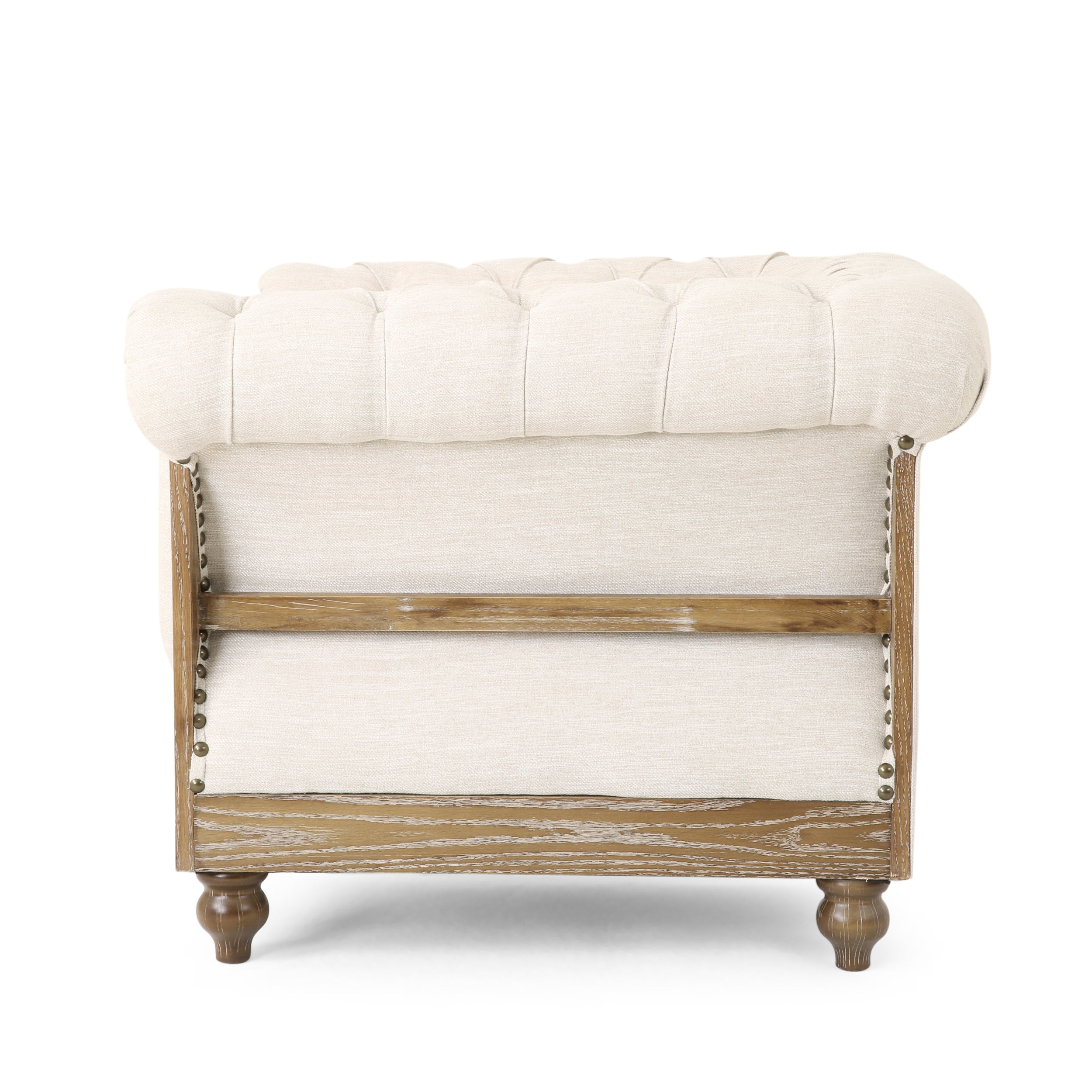Noble House Petes Fabric Chesterfield Tufted Club Chairs, Set of 2, Beige and Dark Brown