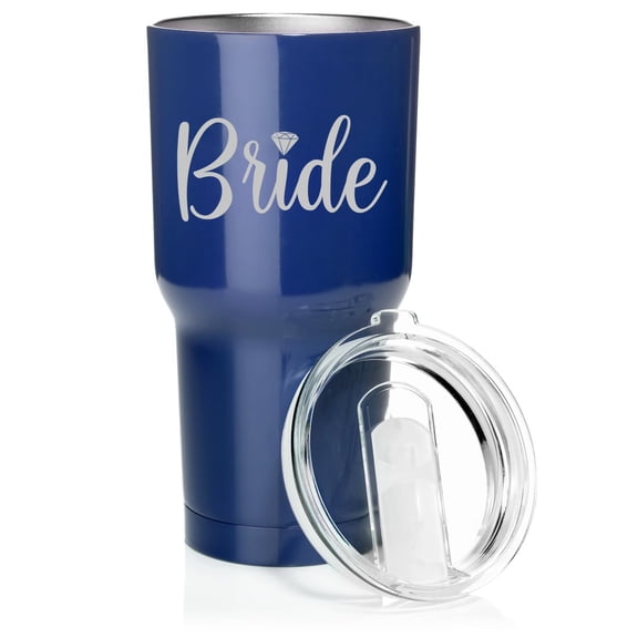 Smooth Body Tumbler Stainless Steel Vacuum Insulated Travel Mug Cup Gift Bride (30 oz, Blue)