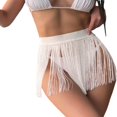 thumbnail image 1 of Femmes Maillots de Bain Bikini Cover Up Pompon Solide Taille Haute Été Plage Mini-Jupe, 1 of 6