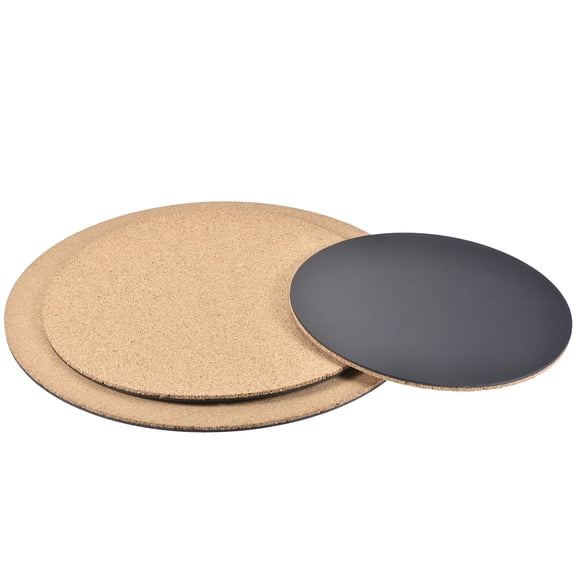 Uxcell 8" 10" 12" Round Plastic Cork Home Garden Plant Mat Coaster Pad 3in1 Set