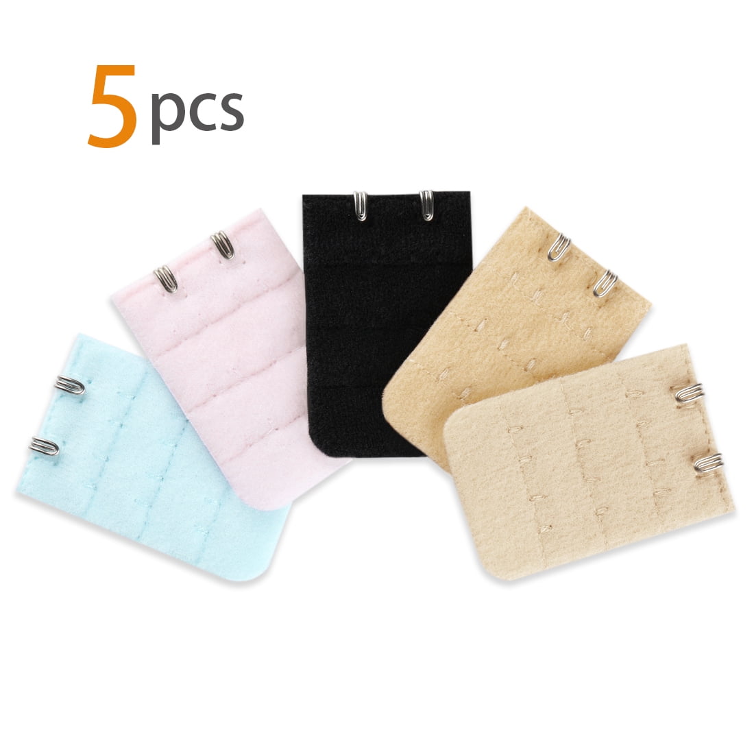 Unique Bargains 5Pcs Woman Lady 3 Rows 2 Hooks Bra Extension Strap Extender Assorted Color