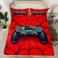 thumbnail image 2 of Manfei Black Console Twin Sheet Sets,Gamepad Gamer Gaming Twin Fitted Sheet,Halloween Spider Webs Flat Sheet For Boys Teens,Luxury Bedroom Decor,3pcs, 2 of 7