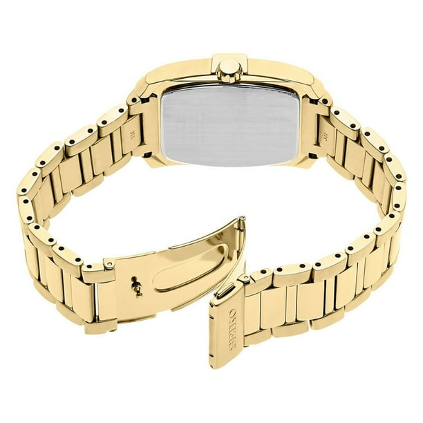 Seiko SNE462 Reloj rectangular para mujer con esfera negra y